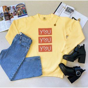 Heart Patchwork Pullover Sweatshirt Sweater Small